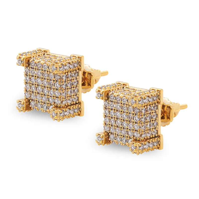 thumbnail image 2 of Square Princess Cut Cz 14k Gold Plated 925 Sterling Silver Unisex Stud Screw Back Earrings 2 of 11