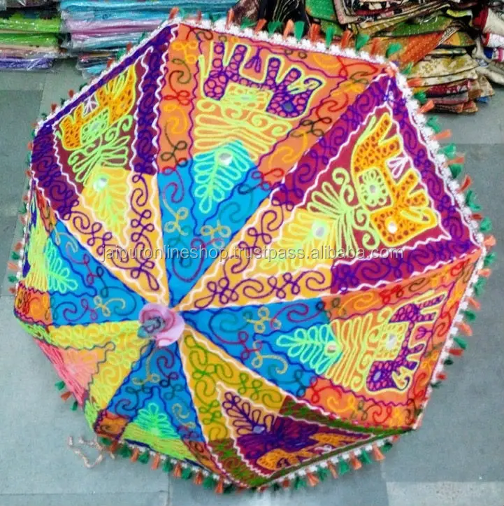 30Pcs Wholesale Lot of Traditional Indian Vintage Parasols Embroidered Umbrella 