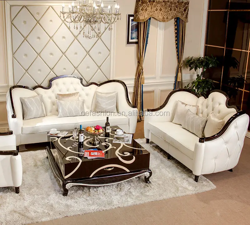 OE-FASHION Neo-classical Post-modern European Style Sofa Luxury Fabric Solid Wood Pull-button Living Room Furniture
