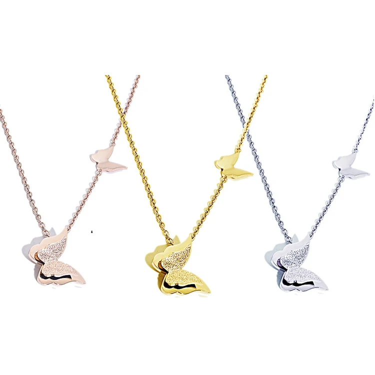 Розовое золото, серебро, элегантная бабочка, подарки, кулон, ожерелье, колье из нержавеющей стали, помолвка для женщин и девочек