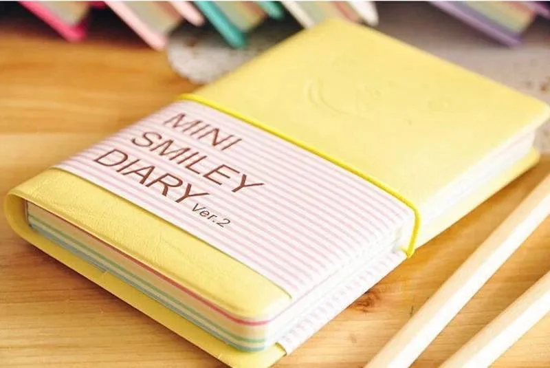 High Quality Cute Charming Mini Smiley Paper Diary Notebook Memo Book Leather Note Pads Stationery