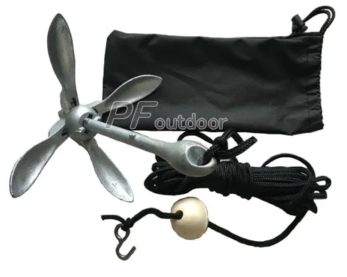 Высокое качество горячеоцинкованная 1 5 кг рыболовная лодка складной якорь комплект