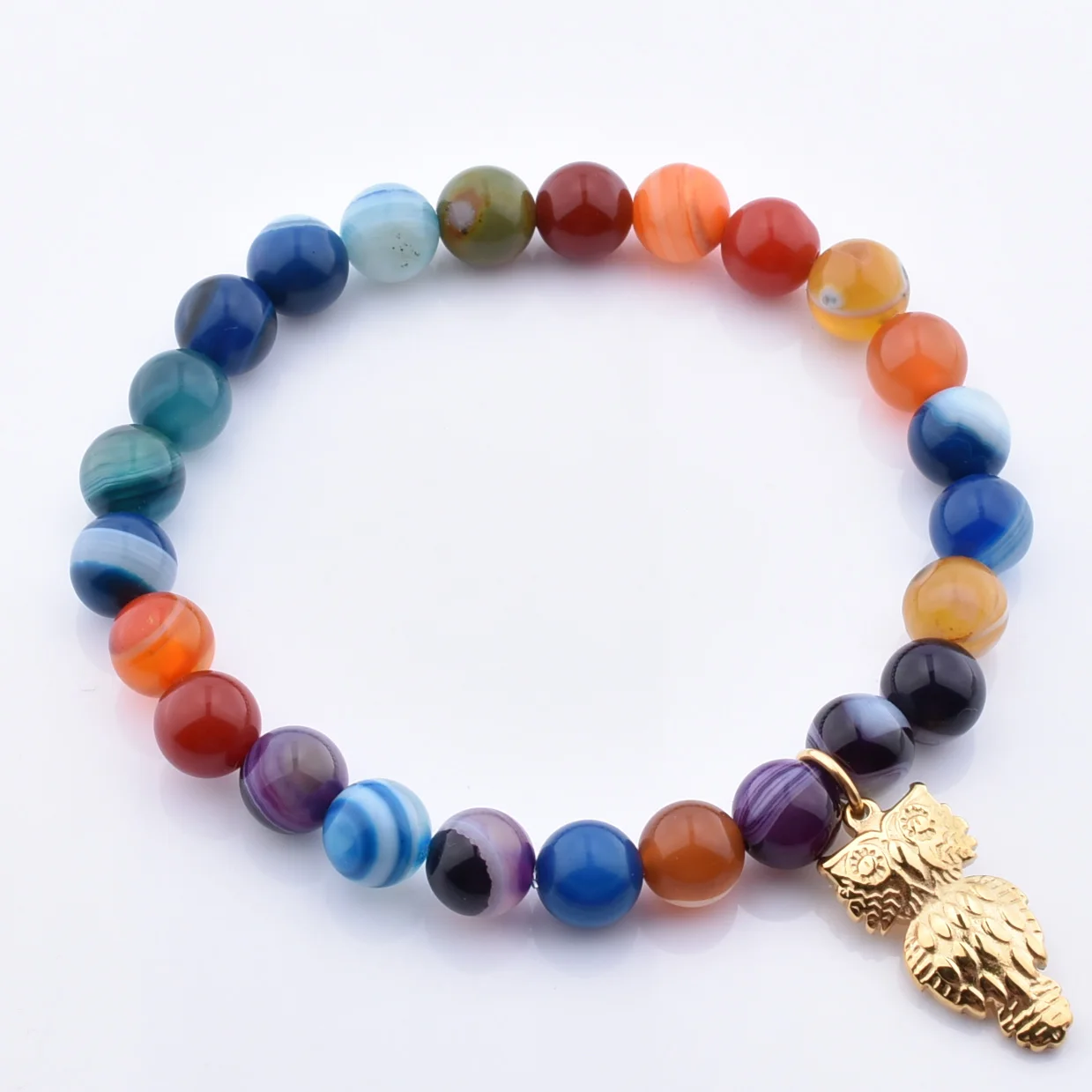 Wholesale New Arrival Natural Stone Round Dalmatine Jasper Bead  Bracelet Jade Handmade Gold Hamsa Hand Bracelet