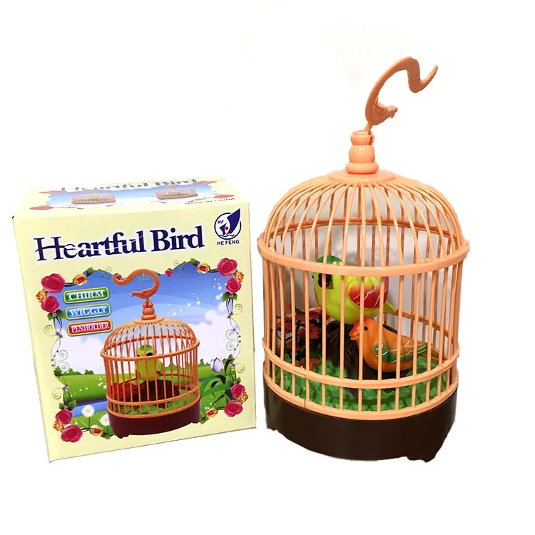 Simulation Electric Plastic Sound Control Birds Cage Voice Controlled Heartful Bird Cages Toys