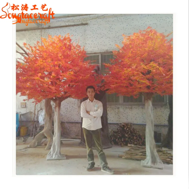 Красное наружное искусственное дерево высотой 3 метра китайское освещенное кленовое для свадебного украшения