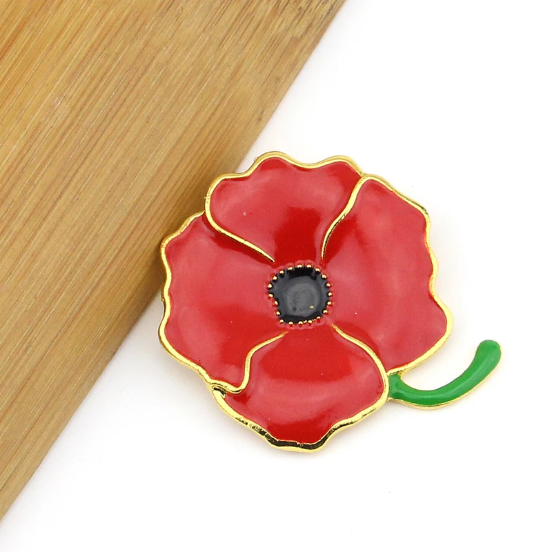 Red Poppy Brooches Flower Diamante Crystal Broach Banquet Badge Brooch Pin Buy Red Poppy