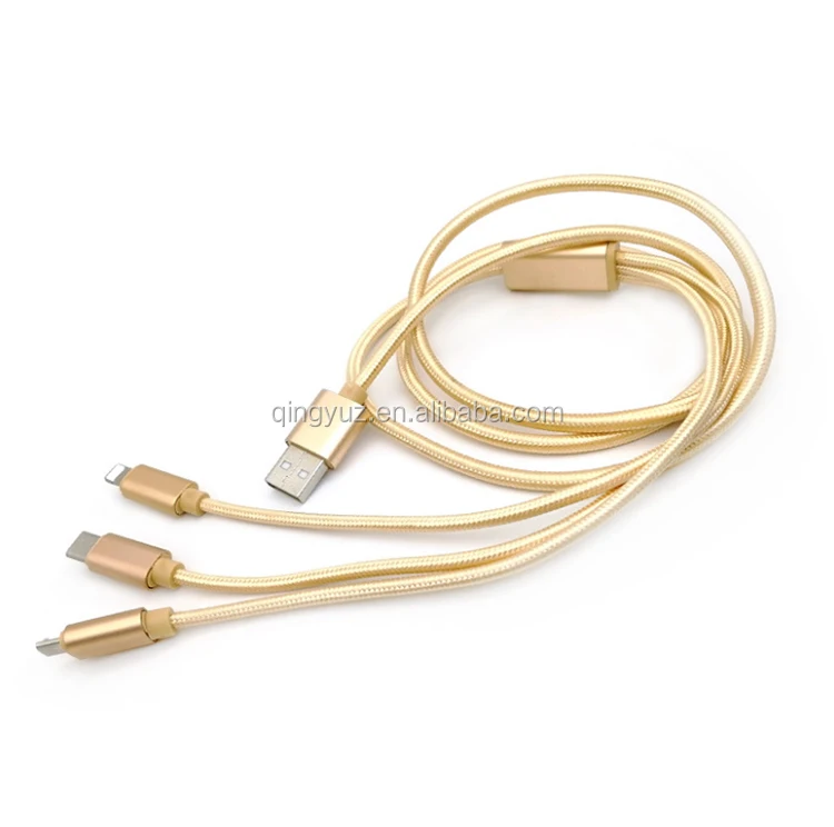 Производство, логотип под заказ, нейлоновая оплетка, несколько 3 в 1, usb-кабель для зарядки для iPhone, Тип c для micro