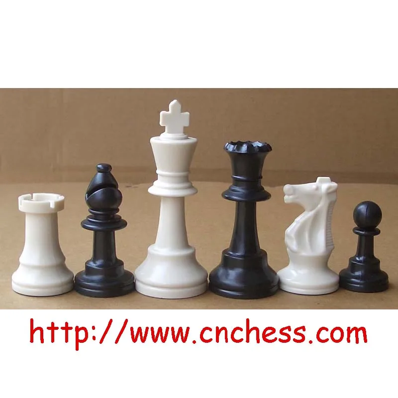 Executive Plastic Chess Set Black & Ivory Pieces - 3.875 King