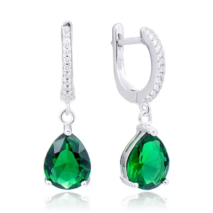 POLIVA Simulated Emerald Pendant Waterdrop Earrings Green S925 Sterling Silver Trendy Style for Wedding Party Gift
