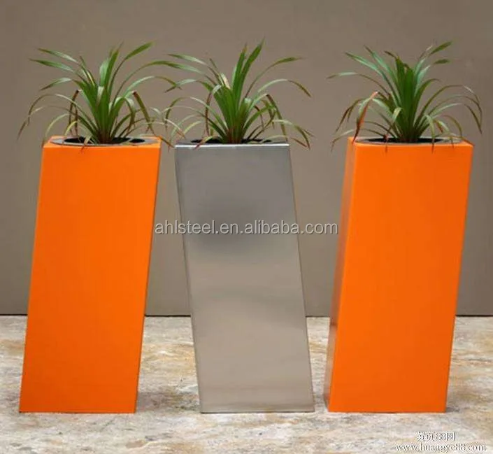 大型屋外用金属製曲線状亜鉛メッキプランターボックス明るい色の植木鉢