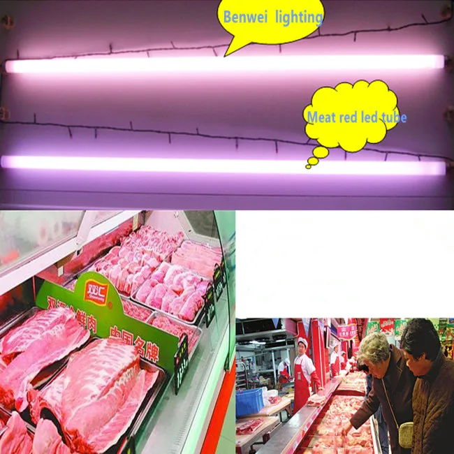 Professional T8 Meat Counter Led Red Light 60cm 120cm 150cm Pincky Tube