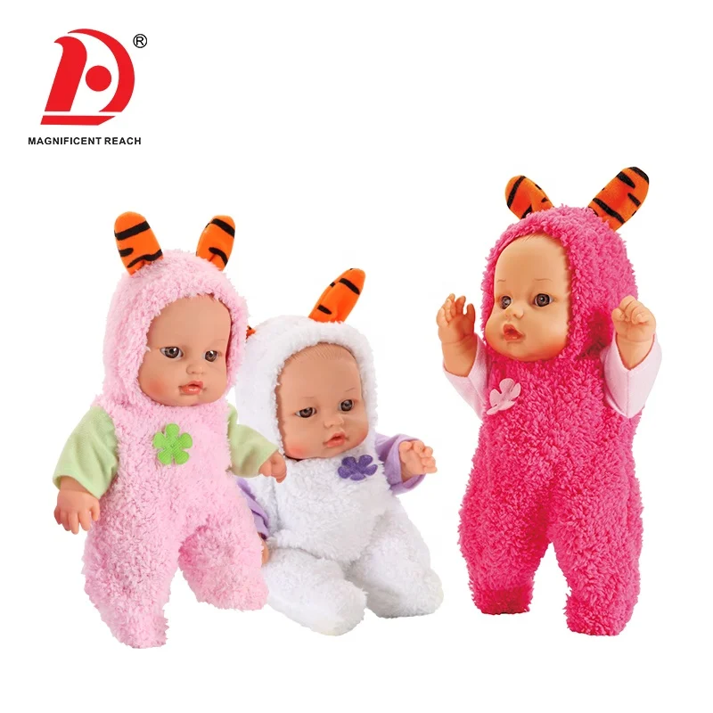 HUADA 10 Inch 12 Sounds Wearing Plush Clothes Baby Lifelike Small Bebe Reborn Silicon Dolls for Kids Toys