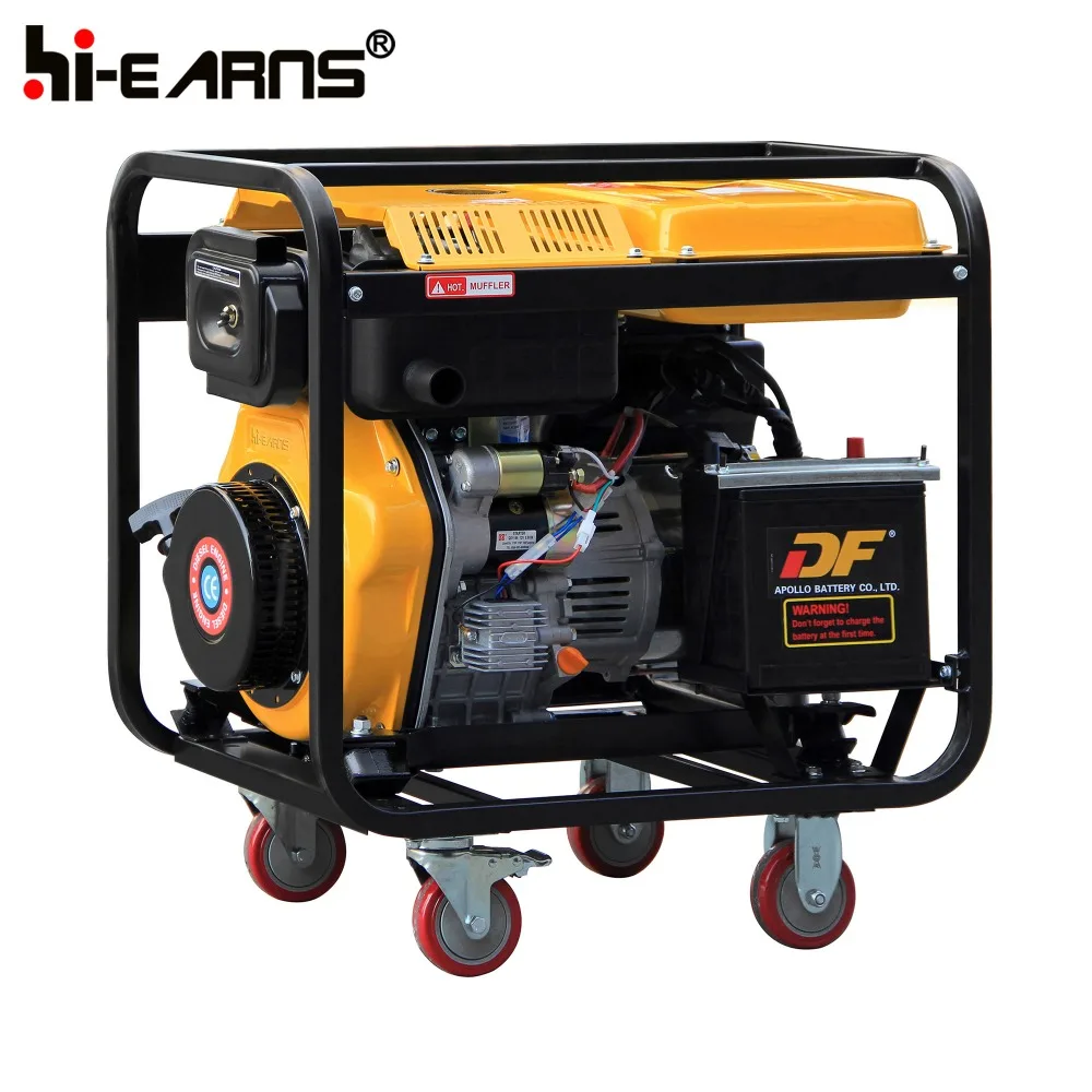 DG6000E 5KW Open Frame Universal 4inch Wheel diesel Generator Price