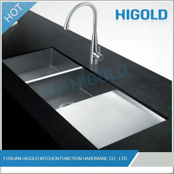 304 stainless steel double bowl <strong>kitchen</strong> sink with drainboard