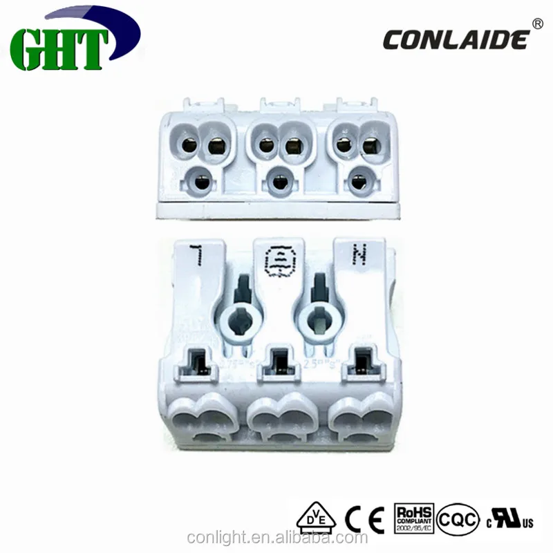 Conlight P02 Series Easy Mounting 3 Pin Push Wire Terminal for Lighting
