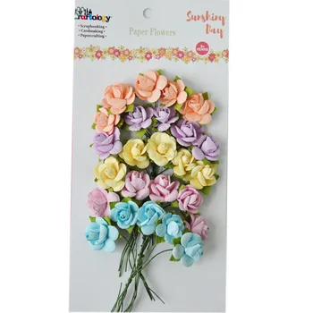 Colorful Scrapbook Rose Flower Mulberry Paper Wholesale , DIY Paper Flowers