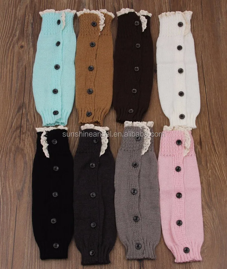 Оптовая продажа, вязаные крючком пуговицы, кружевные детские гетры