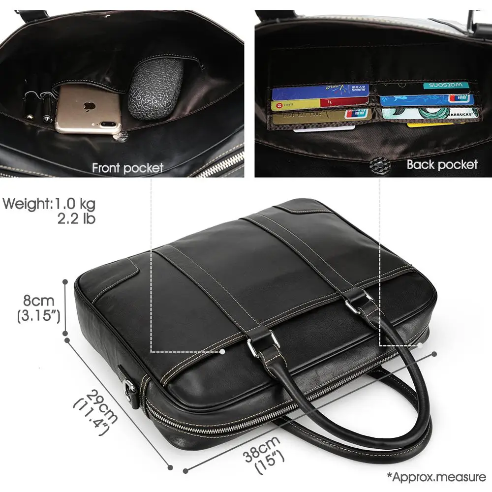 China Manufacturer Men Genuine Leather Briefcase Bag Real Leather Laptop Briefcase for Man