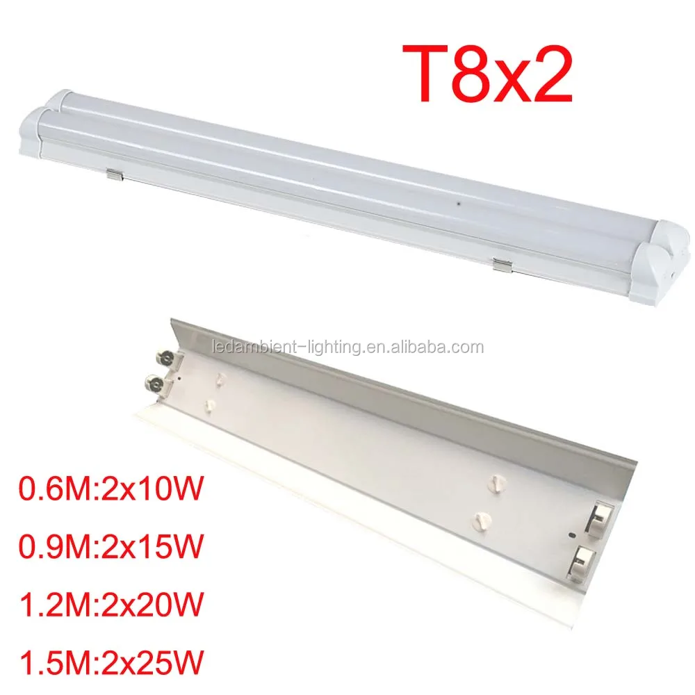 T8X2 Integrated LED Double Tube Light Fitting by Low Price Ceiling Office Using Shade