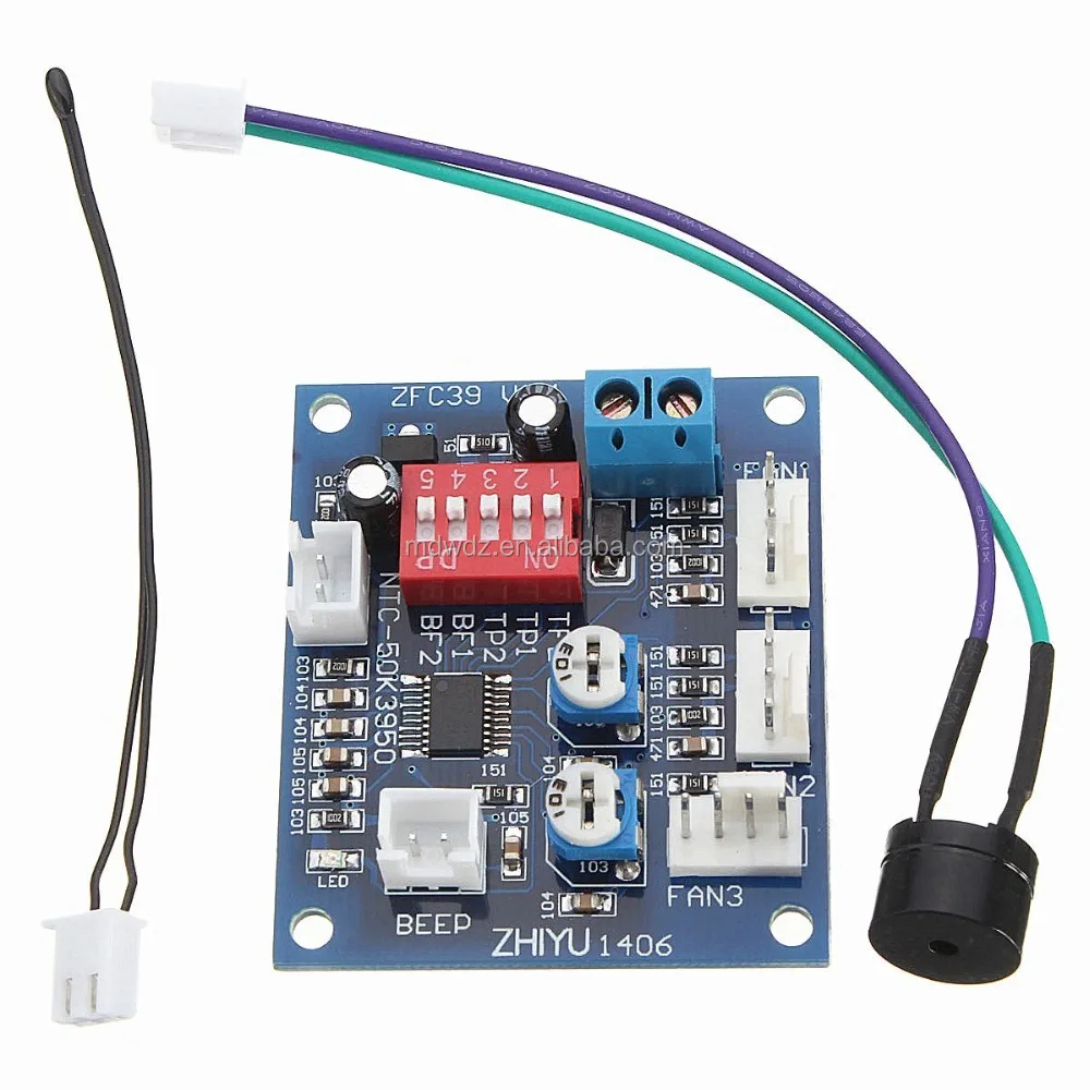 DC 12V PWM PC CPU Temperature Controller Board - 4 Wires Fan Speed Controller with High-Temp Alarm