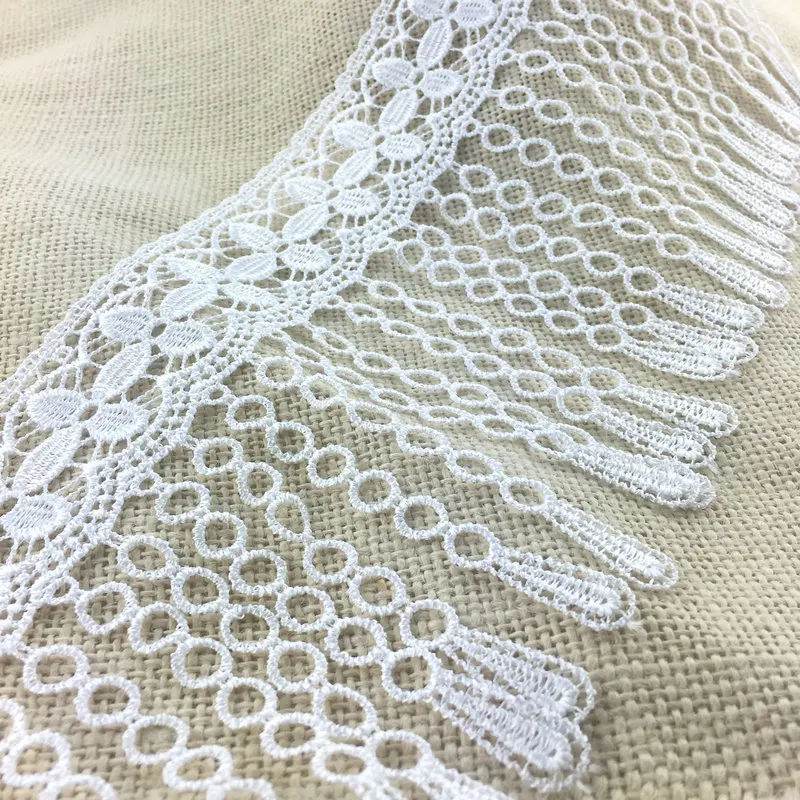 Wholesale 100% Polyester Embroidery Multi Colors Fringe Lace Pearl Beaded Tassel Lace Trim for Dress
