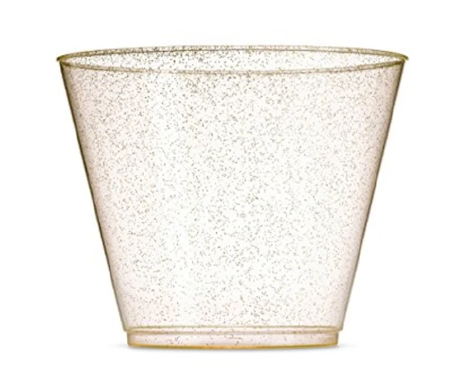 Пластиковая чашка с золотым блеском, 50 шт., 9 унций, 10 унций, 12 унций, 14 унций, 16 унций