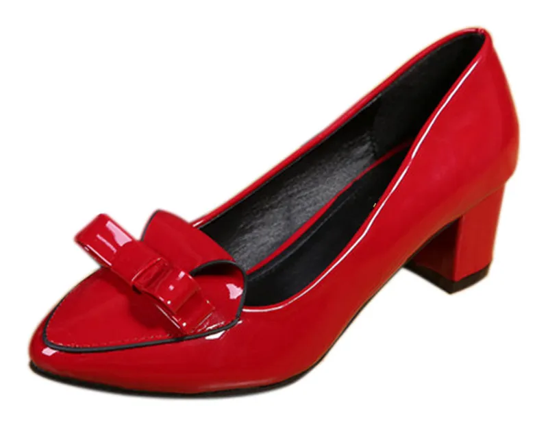 ladies red low heel shoes