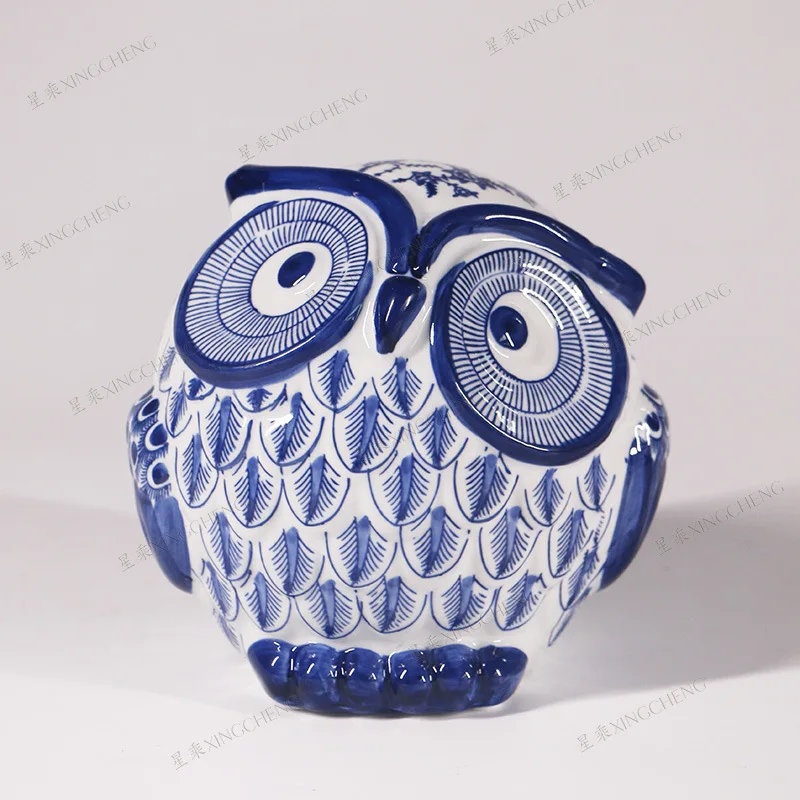 Blue And White Porcelain Decoration And Business Gift With Owl Shape Buy Business Holiday Gift Porcelain Decoration Ceramice Owl Model Decoration Product On Alibaba Com