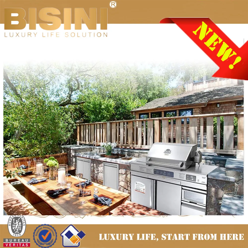 Bisini Private Customized Ce Outdoor Kitchens Gas Grill Villa Stainless Steel Courtyard Bbq With Refrigerator Bvq8008 2 View Gas Grill With Refrigerators And Electric Ovens Bisini Product Details From Zhaoqing Bisini Furniture And Decoration