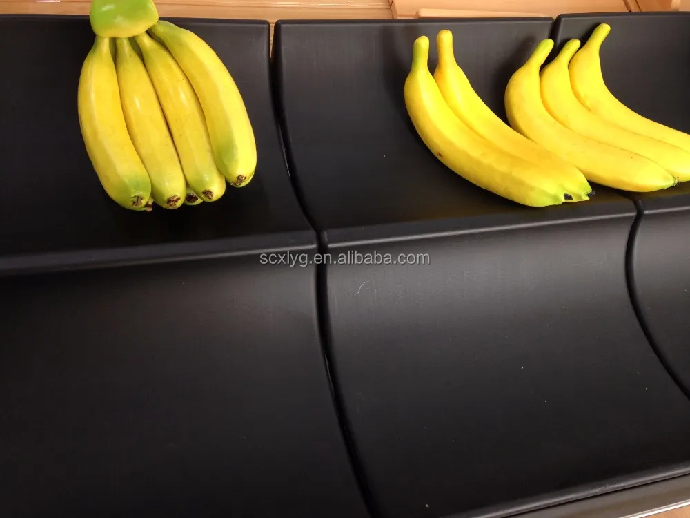 XLW Fruit Display Riser High Quality Soft Plastic 2 Tier Banana Display Rack Holder Tray