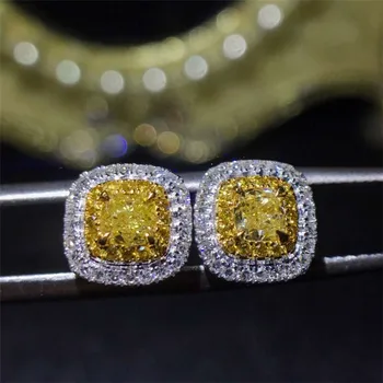 SGARIT brand royal classic real diamond earrings jewelry price 18k gold 0.7ct genuine natural yellow diamond stud earrings women