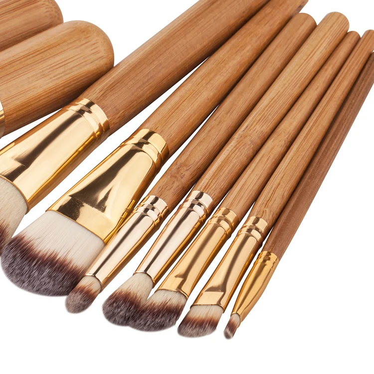 9pcs Bamboo Makeup Brushes Professional Set - Vegan & Cruelty Free - Foundation, Blending, Blush