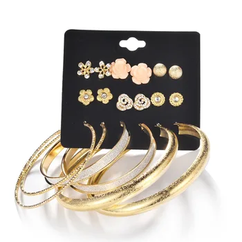 Fashion gold bohemian imitation jewelry for hoop earrings set wholesale NS8037195