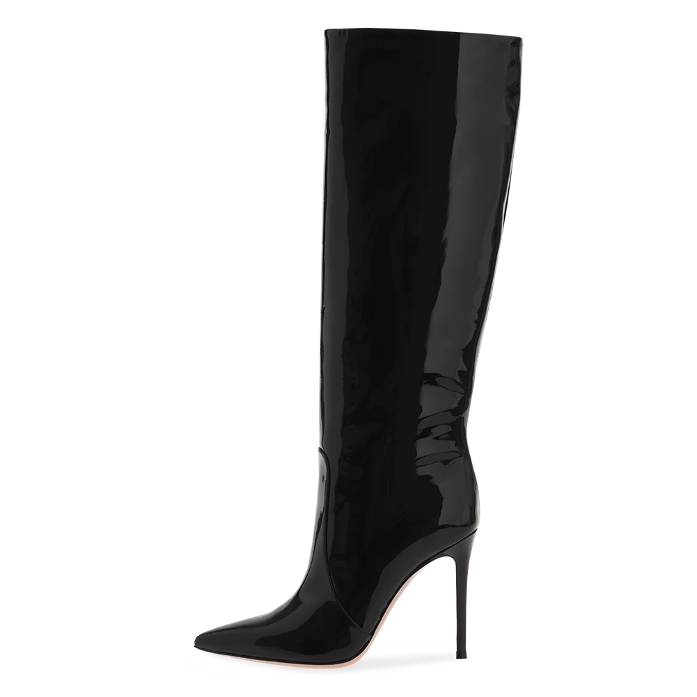 92.64] DAYA - Botas Altas Hasta Las Rodillas Tacón de Aguja Cuero  Artificial | Botas tacon alto, Botas altas, Zapatos