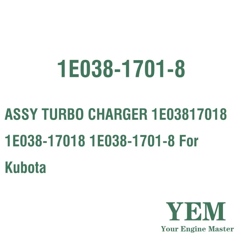 ASSY TURBO CHARGER 1E03817018 1E038-17018 1E038-1701-8 for Kubota