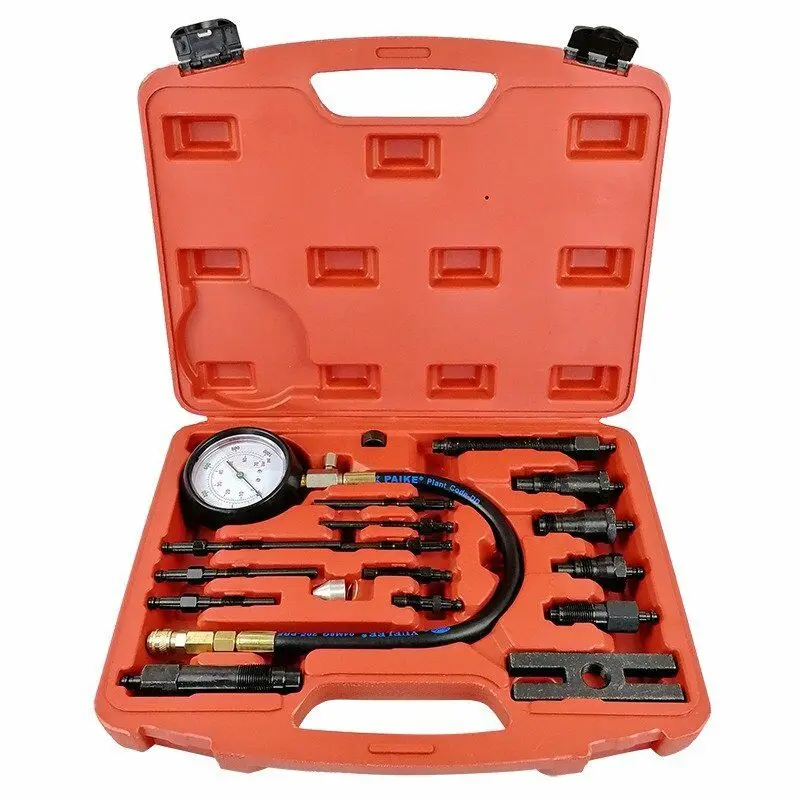 Kit Tester Compressione Motore Diesel - 17 Pezzi, Con Adattatori Per Candelette E Iniettori - Foto 3