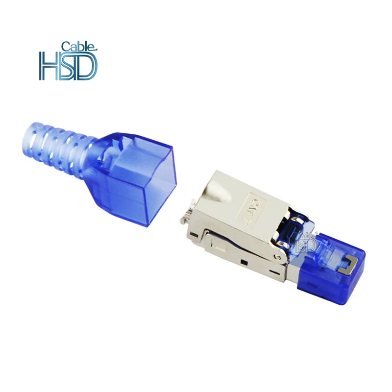 Toolless Termination Network Ethernet RJ45 Shielded Male Modular Plug Cat7A Cat7 Cat6A Cat6 Cat5E Connectors for Cables