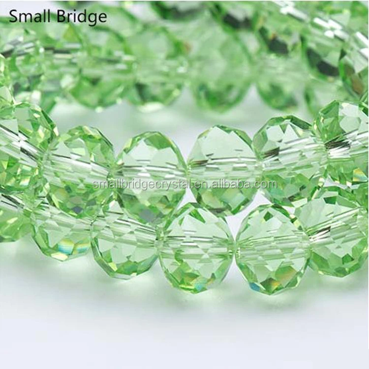 Wholesale Cheap Pujiang 6mm Green Color Faceted Rondelle Glass Beads