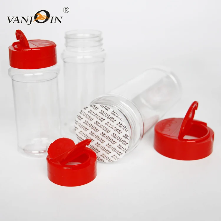 2oz 80ml Empty Small Pepper Seasoning Shaker Bottle Plastic Spice Jar PET Plastic clear Salt Spice Bottle with Lid