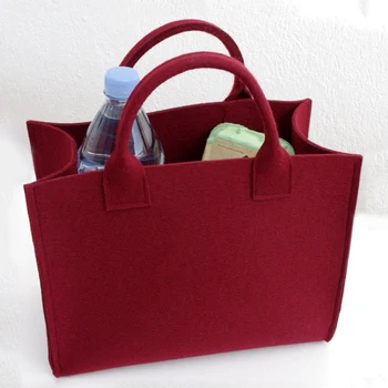 wholesale 2018 simple design fashional felt handbags with short handle for women