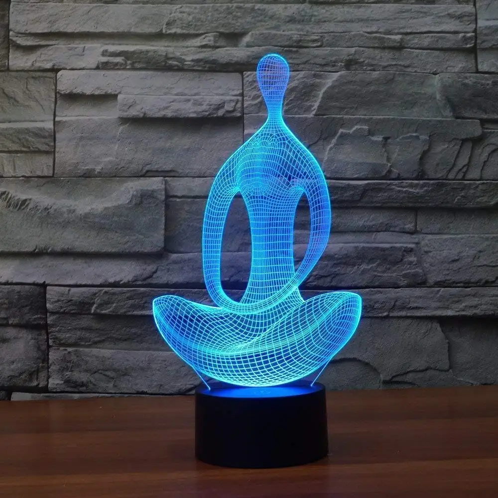 3D Night Light LED Desk Table   3D Illusion Birthday Gift Lamp   Modern Yoga Mood Lamp