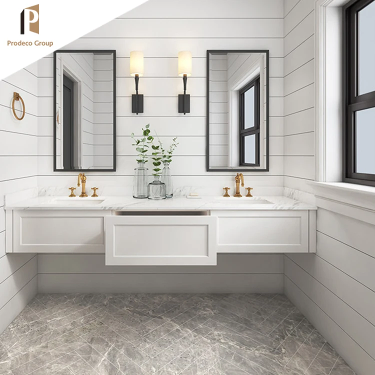 Multifunctional Blue Vanity Unit Gold Bathroom Sink Double Vanity 72 for Prefabhouses