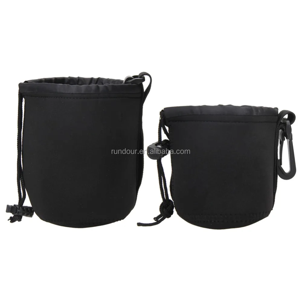 Lot 3 Pochettes Néoprène Objectif Appareil Photo S/M/L - Étui Souple Cordon Protection Lentille, Anti-Choc Anti-Poussière Noir