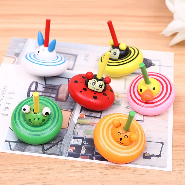 Забавная красочная игрушка бейблэйд, мультяшный многоцветный Деревянный спиннинг