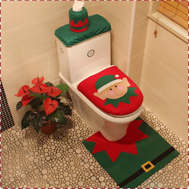 Christmas Bathroom Set Santa Claus Toilet Seat Cover And Rugs For Xmas Decoration Buy High Quality Bethroom Toilet Seat Cover Santa Toilet Seat Cover And Rug Set Cloth Toilet Seat Cover Product On