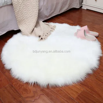 synthetic faux fur sheepskin bedside mats white round floor fluffy faux fur rug
