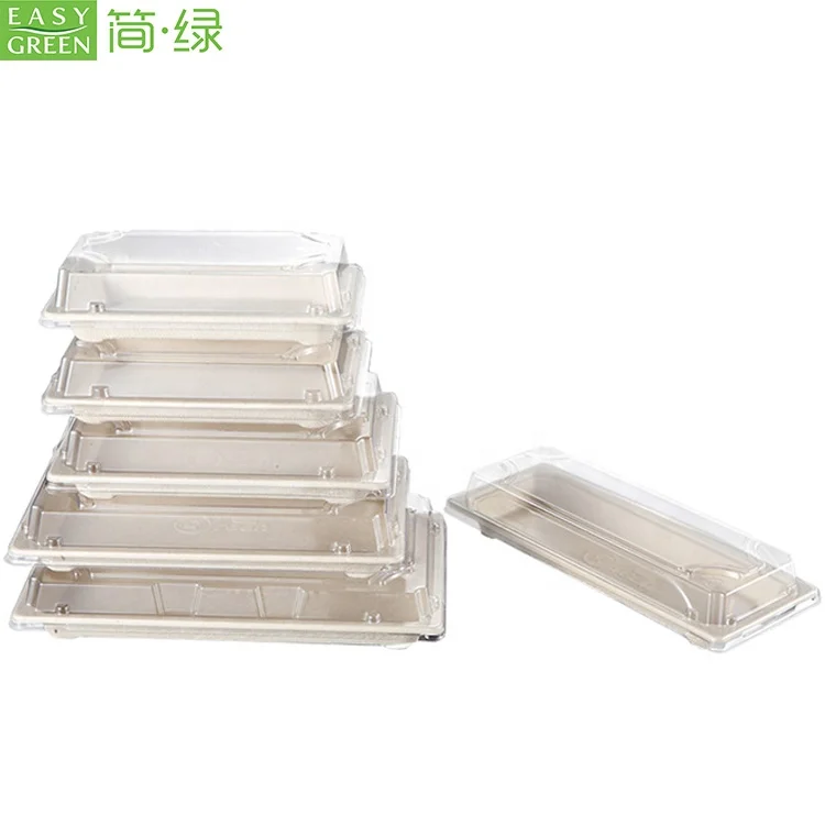 
Easy Green Disposable Small Natural Biodegradable Sushi Paper Sugar Cane Pulp Container Tray 