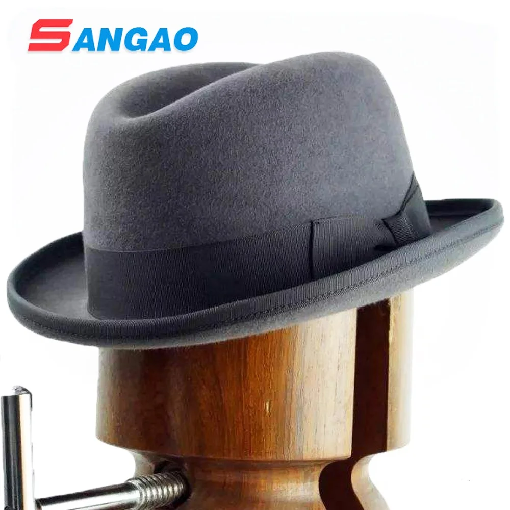 Chapeau Panama Homburg En Laine Unisexe – Style Vintage, Bords Incurvés, Ceinture En Ruban - 9