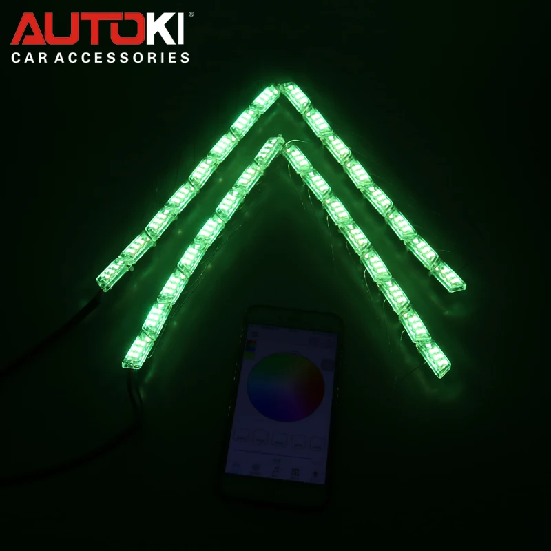 Autoki New RGB Day Time Running Light DRL LED Flexible with Phone Application