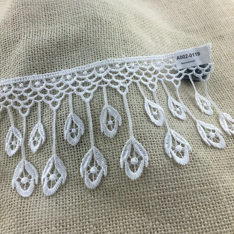 Wholesale 100% Polyester Embroidery Multi Colors Fringe Lace Pearl Beaded Tassel Lace Trim for Dress